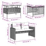Salon de jardin avec coussins 4 pcs beige résine tressée verre – Image 12