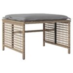 Salon de jardin avec coussins 4 pcs beige résine tressée verre – Image 4