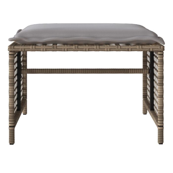 Salon de jardin avec coussins 4 pcs beige résine tressée verre – Image 5