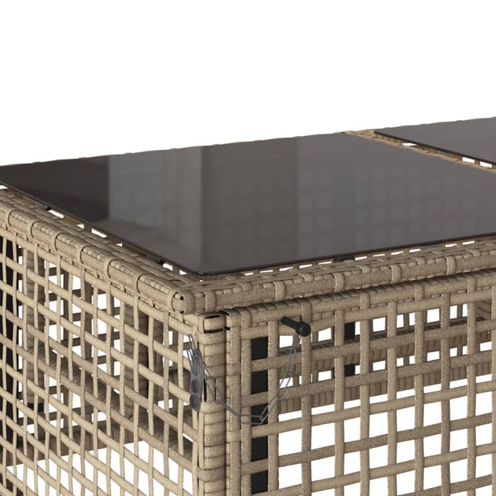 Salon de jardin avec coussins 4 pcs beige résine tressée verre – Image 11