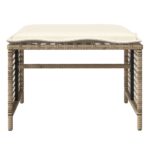 Salon de jardin avec coussins 4 pcs beige résine tressée verre – Image 5