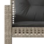 Salon de jardin avec coussins 4 pcs gris clair poly rotin verre – Image 10