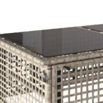Salon de jardin avec coussins 4 pcs gris clair poly rotin verre – Image 11