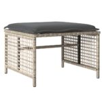 Salon de jardin avec coussins 4 pcs gris clair poly rotin verre – Image 4