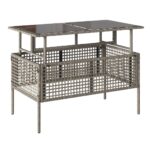 Salon de jardin avec coussins 4 pcs gris clair poly rotin verre – Image 6