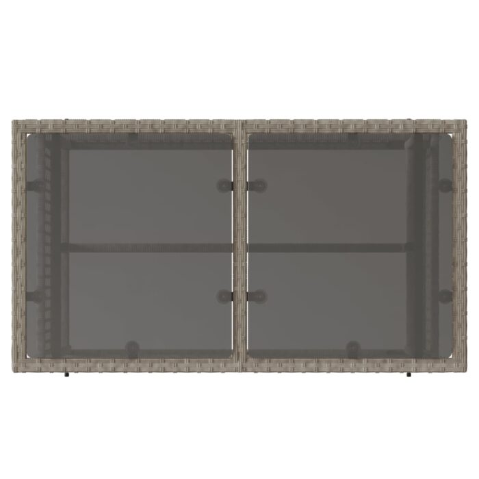 Salon de jardin avec coussins 4 pcs gris clair poly rotin verre – Image 7