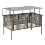 Salon de jardin avec coussins 4 pcs gris clair poly rotin verre – Image 8