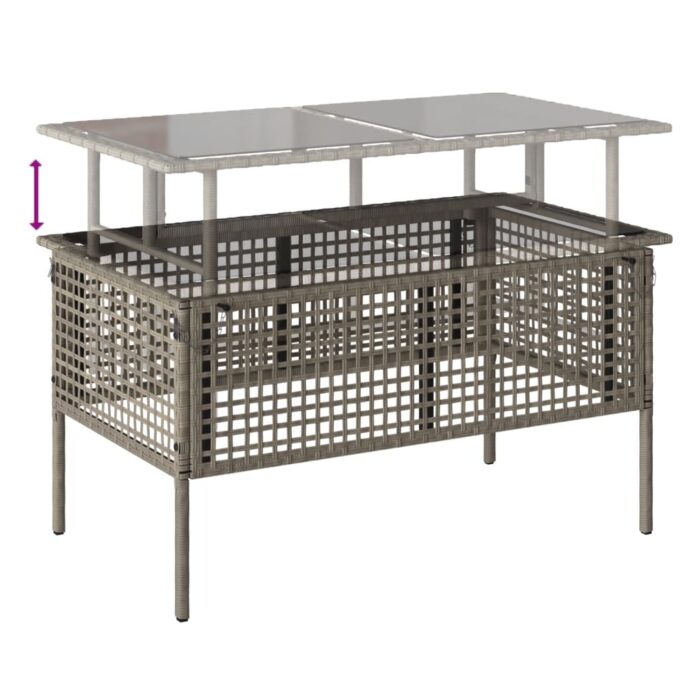 Salon de jardin avec coussins 4 pcs gris clair poly rotin verre – Image 8