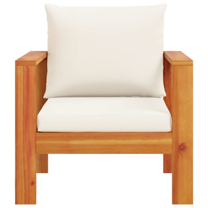 Chaise de jardin avec coussins bois massif d'acacia – Image 2
