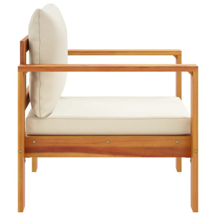 Chaise de jardin avec coussins bois massif d'acacia – Image 3