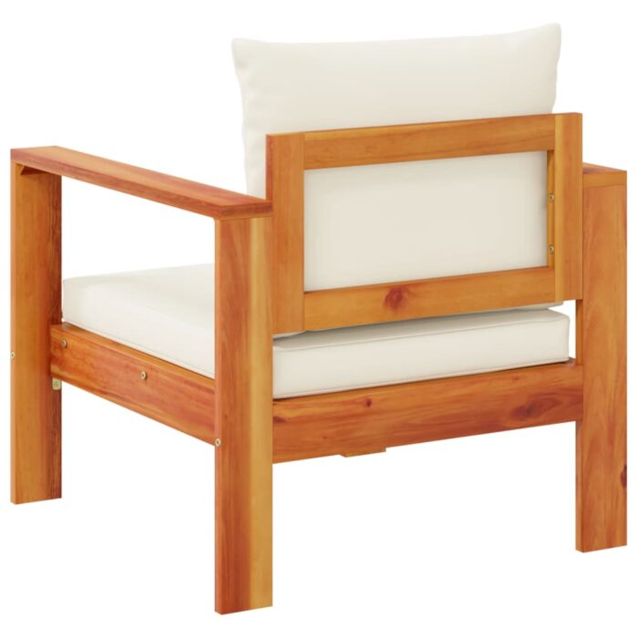 Chaise de jardin avec coussins bois massif d'acacia – Image 4
