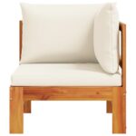Canapé d'angle de jardin avec coussins bois massif d'acacia – Image 2