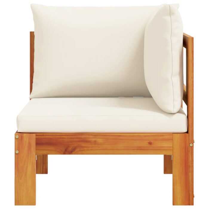 Canapé d'angle de jardin avec coussins bois massif d'acacia – Image 2