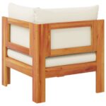 Canapé d'angle de jardin avec coussins bois massif d'acacia – Image 4