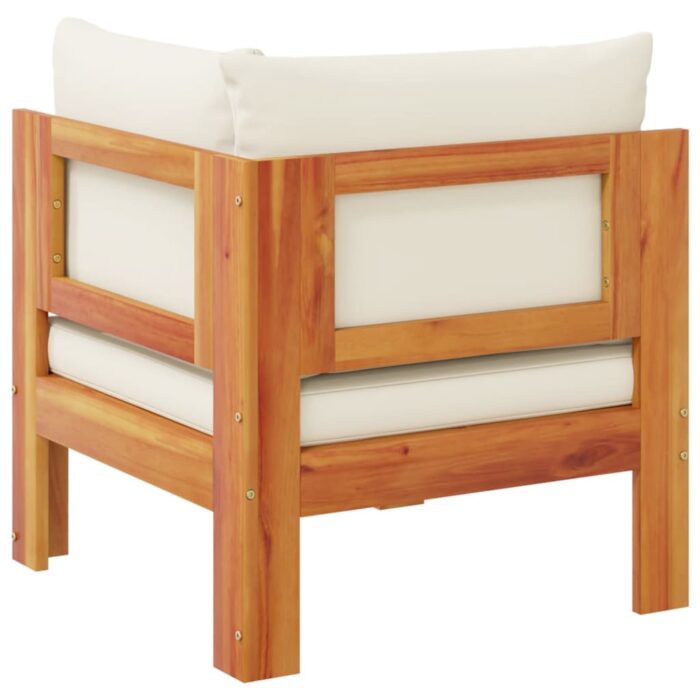 Canapé d'angle de jardin avec coussins bois massif d'acacia – Image 4