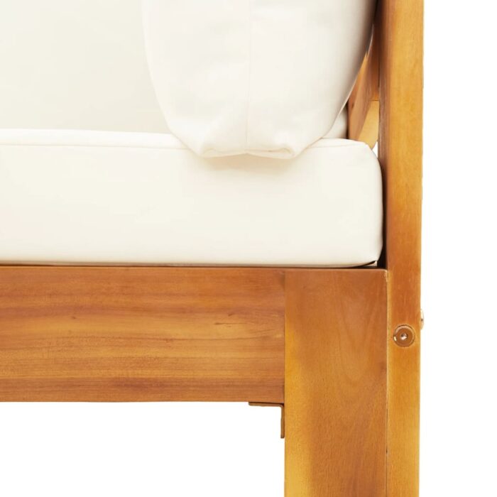 Canapé d'angle de jardin avec coussins bois massif d'acacia – Image 5