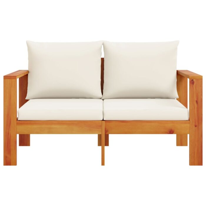 Canapé de jardin avec coussins 2 places bois massif d'acacia – Image 2