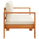 Canapé de jardin avec coussins 2 places bois massif d'acacia – Image 3