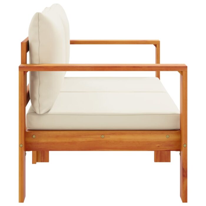 Canapé de jardin avec coussins 2 places bois massif d'acacia – Image 3