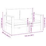 Canapé de jardin avec coussins 2 places bois massif d'acacia – Image 6