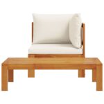 Salon de jardin avec coussins 2 pcs bois massif acacia – Image 2