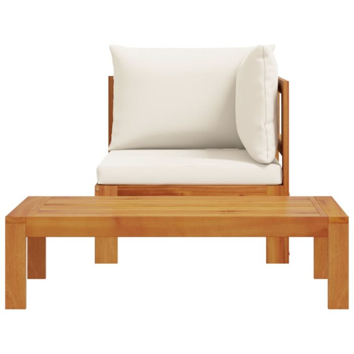 Salon de jardin avec coussins 2 pcs bois massif acacia – Image 2