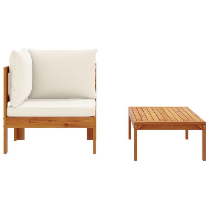 Salon de jardin avec coussins 2 pcs bois massif acacia – Image 3