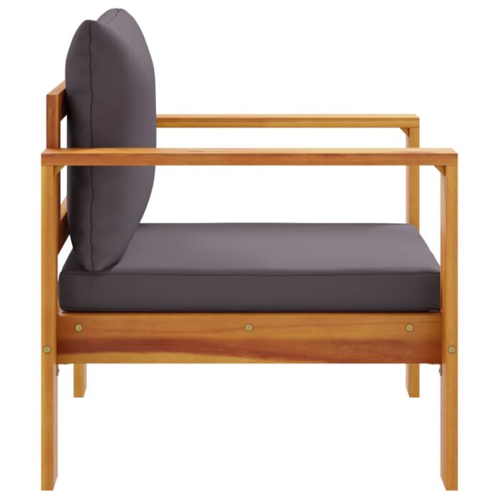 Chaise de jardin avec coussins bois massif d'acacia – Image 3
