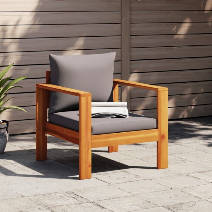 Chaise de jardin avec coussins bois massif d'acacia – Image 1