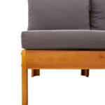 Canapé de jardin avec 1 accoudoir 2 places bois massif d'acacia – Image 5