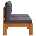 Canapé de jardin sans accoudoirs coussins 2 places bois acacia – Image 3