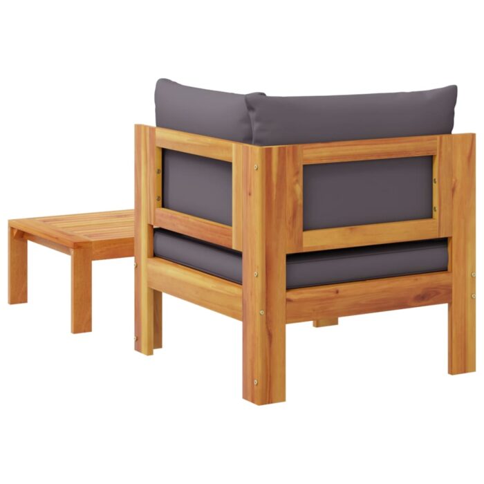 Salon de jardin avec coussins 2 pcs bois massif acacia – Image 4