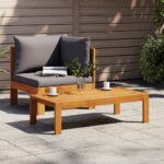 Salon de jardin avec coussins 2 pcs bois massif acacia