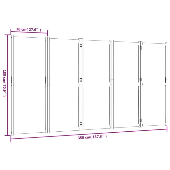 Cloison de séparation 5 panneaux bleu foncé 350x180 cm – Image 6