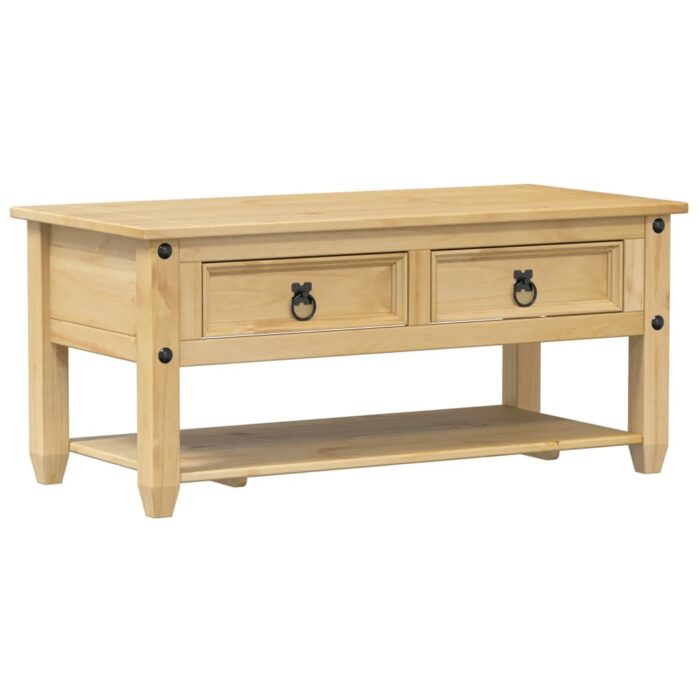 Table basse avec tiroirs Corona 100x48x45 cm bois de pin massif – Image 2