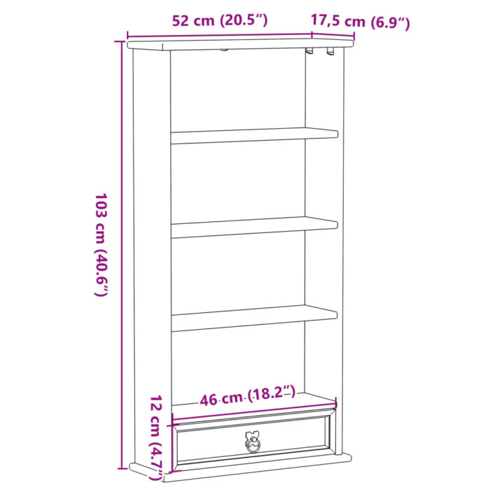 Armoire à CD Corona 52x17,5x103 cm bois de pin massif – Image 7