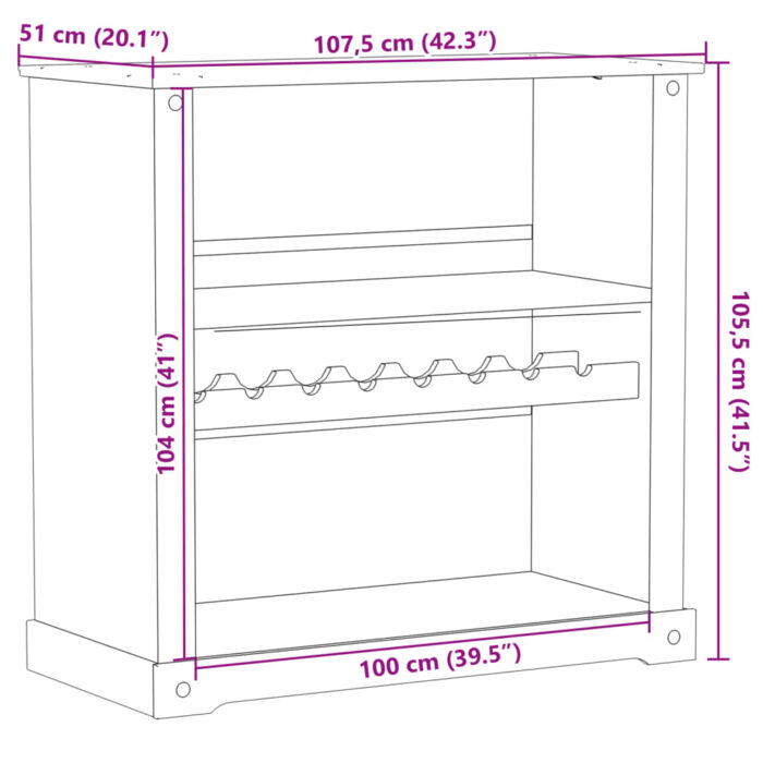 Armoire à vin Corona 107,5x51x105,5 cm bois de pin massif – Image 7