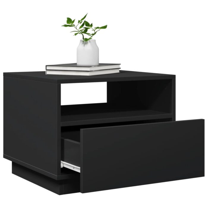 Table basse avec lumières LED noir 50x49x40 cm – Image 4
