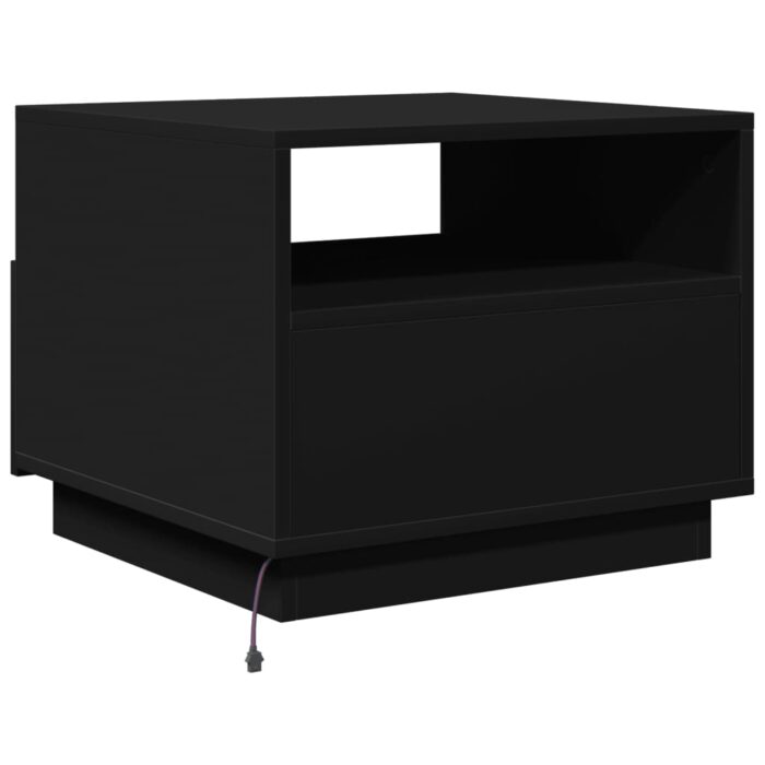 Table basse avec lumières LED noir 50x49x40 cm – Image 7