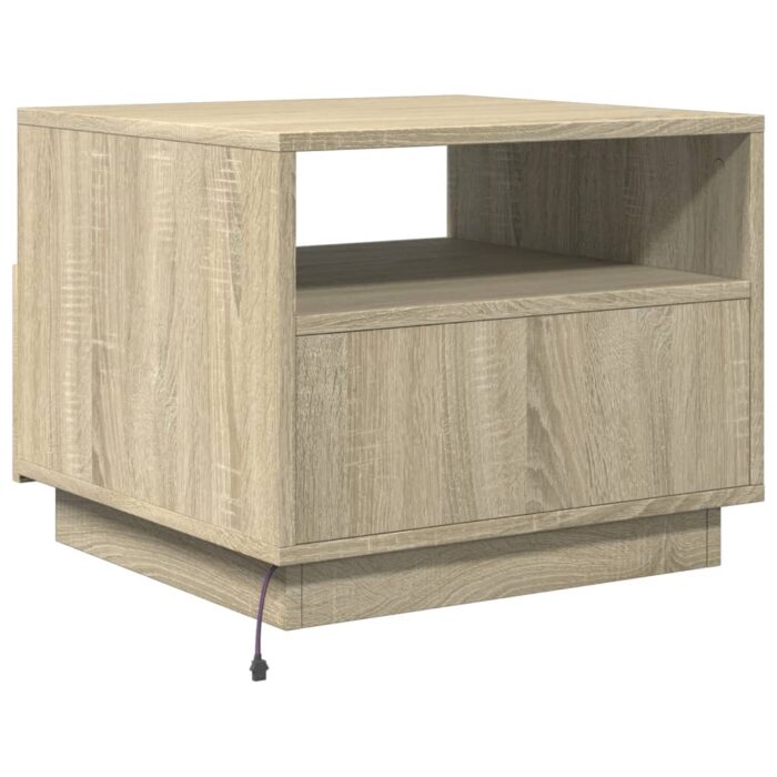 Table basse avec lumières LED chêne sonoma 50x49x40 cm – Image 7