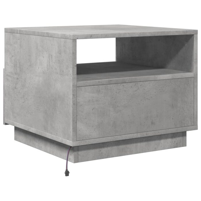 Table basse avec lumières LED gris béton 50x49x40 cm – Image 7
