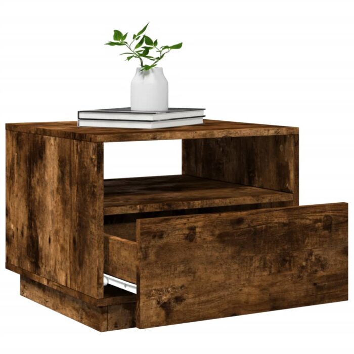 Table basse avec lumières LED chêne fumé 50x49x40 cm – Image 4