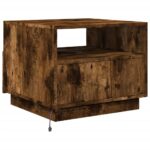 Table basse avec lumières LED chêne fumé 50x49x40 cm – Image 7