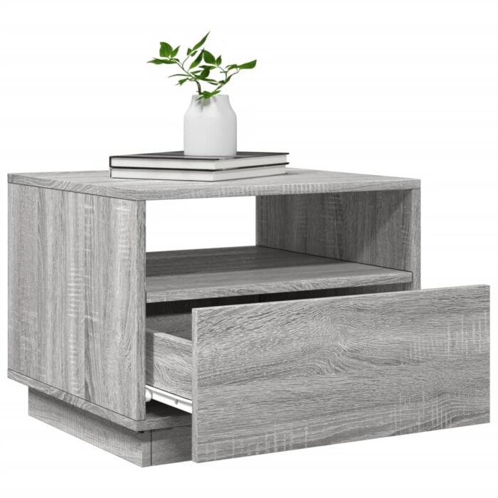 Table basse avec lumières LED sonoma gris 50x49x40 cm – Image 4