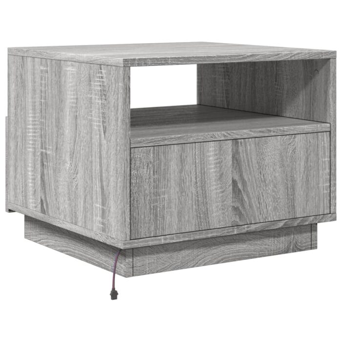 Table basse avec lumières LED sonoma gris 50x49x40 cm – Image 7