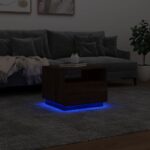 Table basse avec lumières LED chêne marron 50x49x40 cm – Image 3