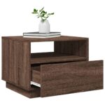 Table basse avec lumières LED chêne marron 50x49x40 cm – Image 4