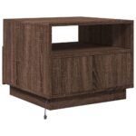 Table basse avec lumières LED chêne marron 50x49x40 cm – Image 7