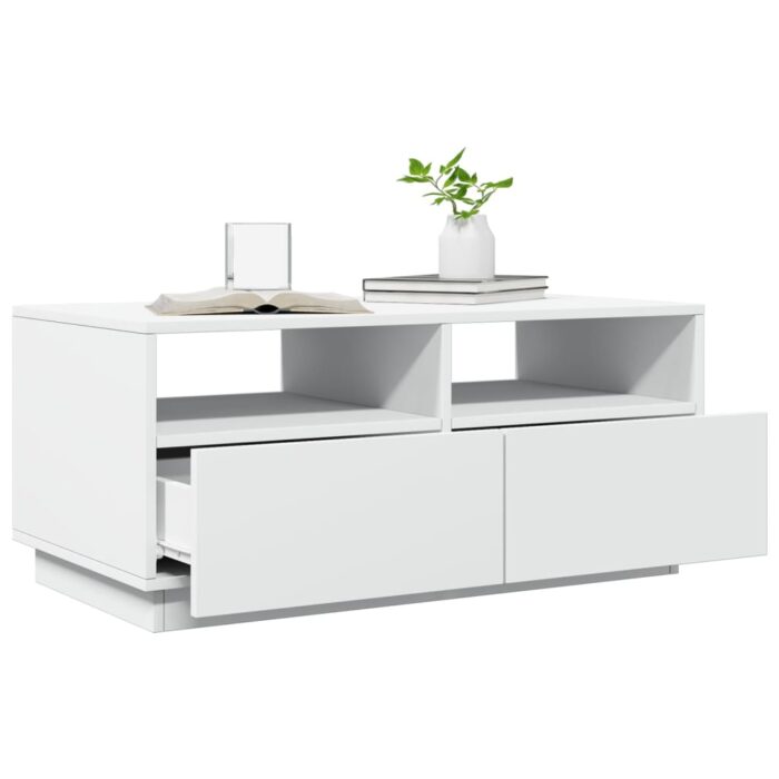 Table basse avec lumières LED blanc 90x49x40 cm – Image 4