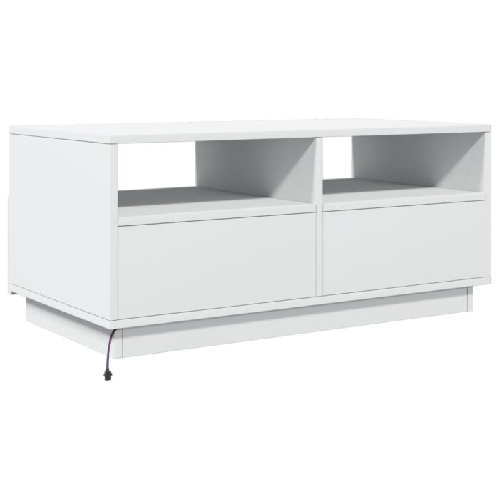 Table basse avec lumières LED blanc 90x49x40 cm – Image 7